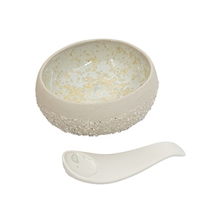 Malifance (マリファンス) - STONE BOWL WITH SPOON No.4 WHITE NUCLEATION