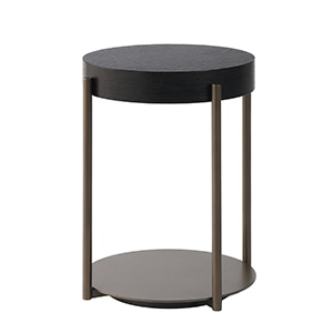 BRIDGE side table（オーク材ブラック染色塗装仕上）φ360-アウトレット